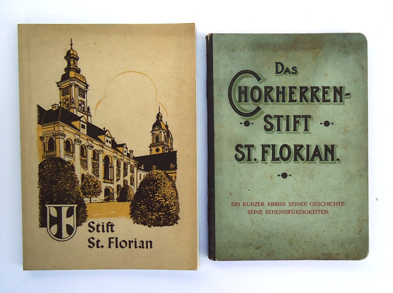 Konvolut aus 2 Bänden - 1: Das Chorherrenstift St.Florian. Ein kurzer Abriss seiner Geschichte, seine Sehenswürdigkeiten. 2., verbesserte Auflage. - 2: Führer durch das Chorherrenstift St. Florian. 4. Auflage.