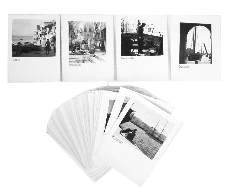 90 Fotokarten einer Italienreise (Städte, Landschaften, Alltagsszenen). Nicht datiert (ca. 1930).Vermutlich Dokumentation einer privaten Reise.