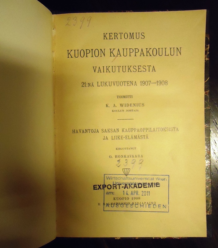 Kertomus kuopion kauppakoulun vaikutuksesta, 21: Nä Lukuvuotena 1907-1908.