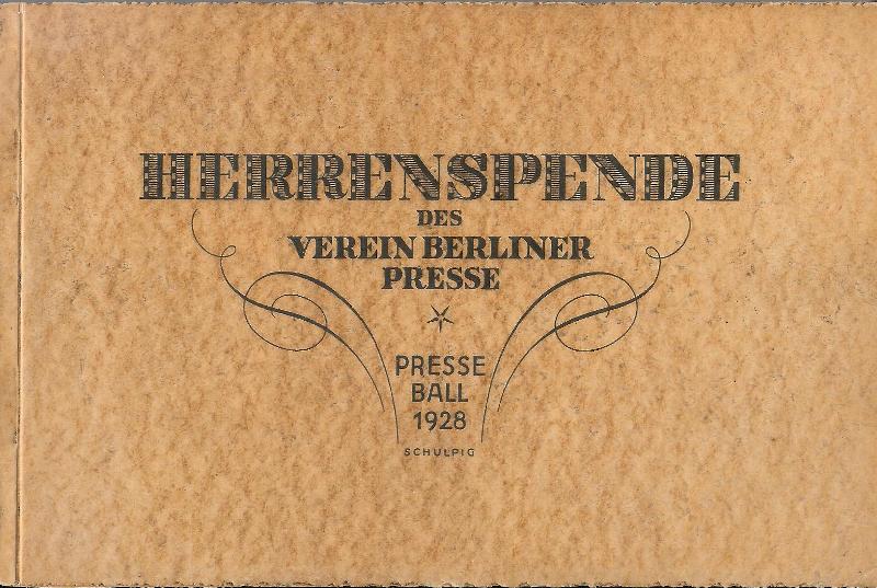 Herrenspende des Verein Berliner Presse. Textheft