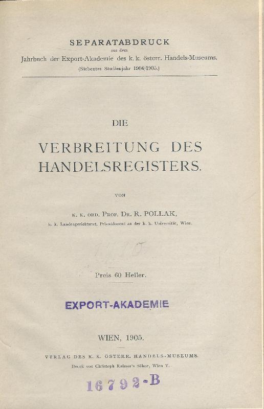 Die Verbreitung des Handelsregisters.