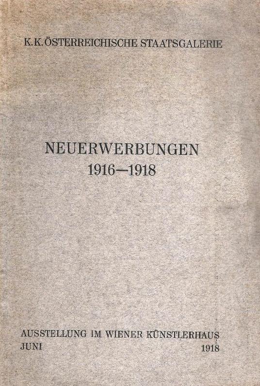 Verzeichnis der Neuerwerbungen 1916-1918.