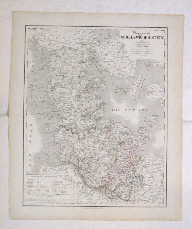 Die Herzogthümer Schleswig, Holstein und Lauenburg mit den freien und Hansestädten Hamburg & Lübeck.